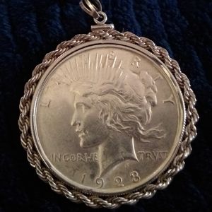 Sterling bezel with coin charm